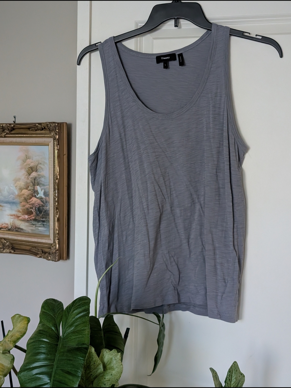 Theory Gray Slub Cotton Tank Top